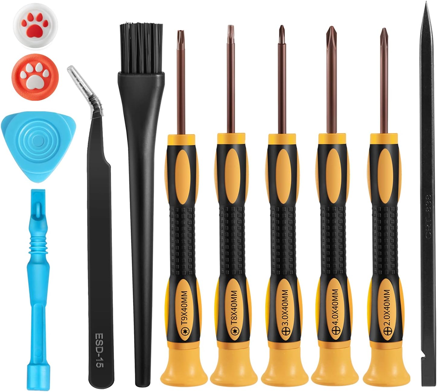 Cleaning Repair Tool Kit for PS4 PS5-12 in 1 TR8 TR9 T8 T9 Torx Security Screwdriver with PH00 PH0 PH1 Set, Thumb Cap, Tear Down Accessories for PlayStation 4 5 3 PS3 Console, Controller