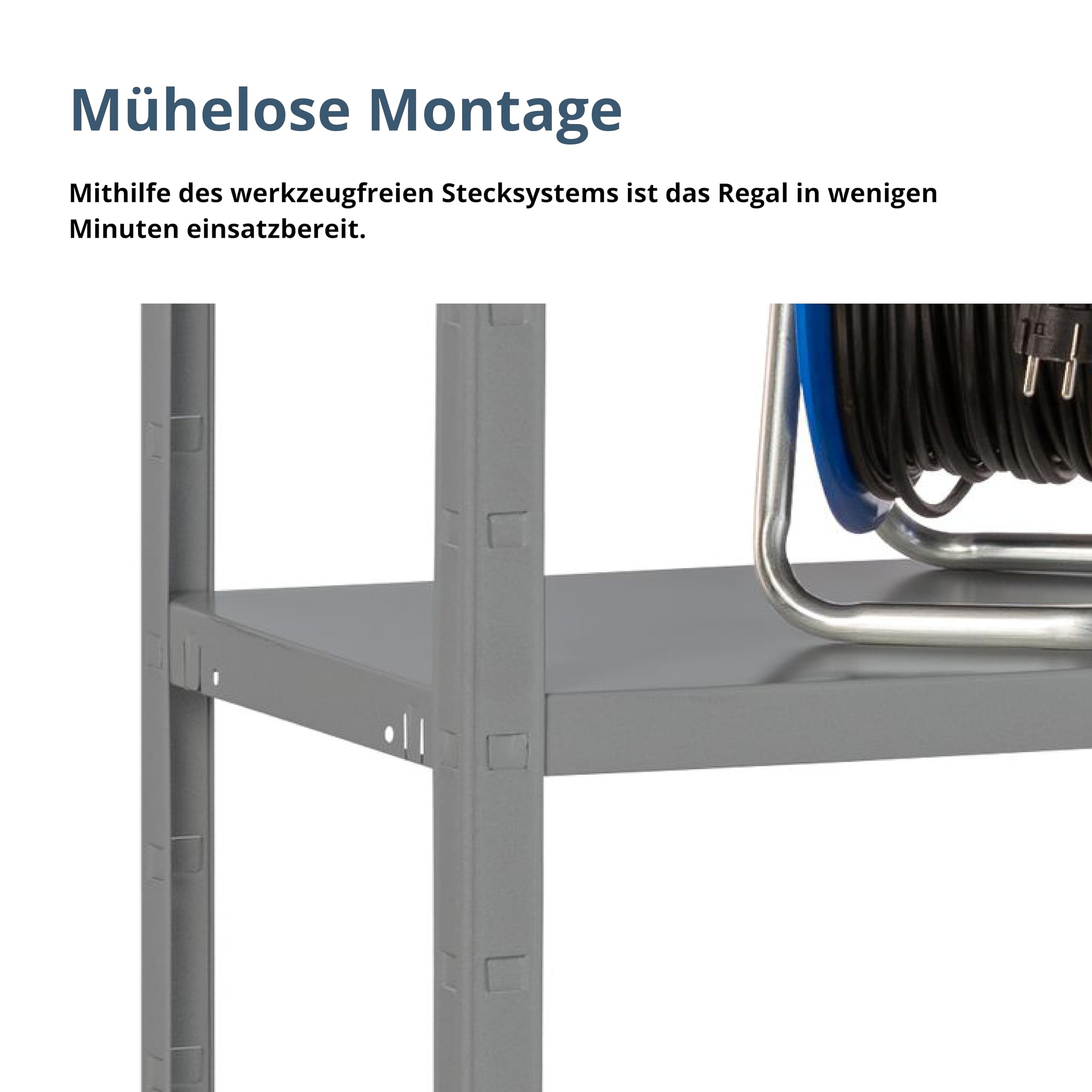 SCHULTE Regalwelt Steckregal mit 4 PowerMAX Fachböden, 65 kg Tragkraft, 190x100x40 cm (HxBxT), Granit-Struktur, Lagerregal, Werkstattregal, Kellerregal, Garagenregal, Metallregal