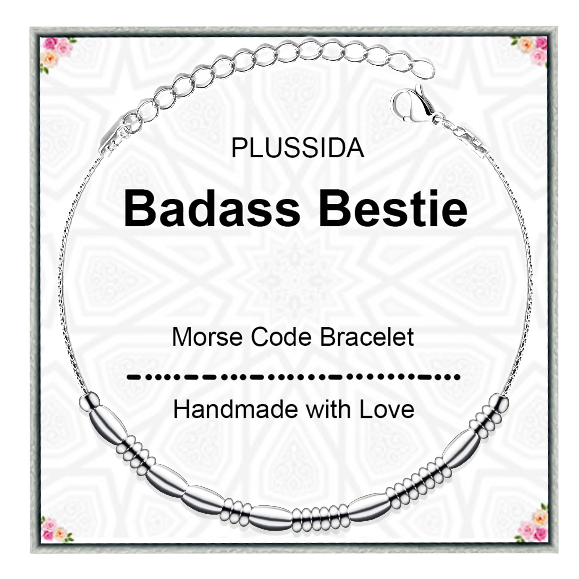 Silver Stainless Steel Morse Code Bracelet - Unique Inspirational Funny Friendship Jewelry-Valentine's Day Gift for Women Men Best Friend Sister