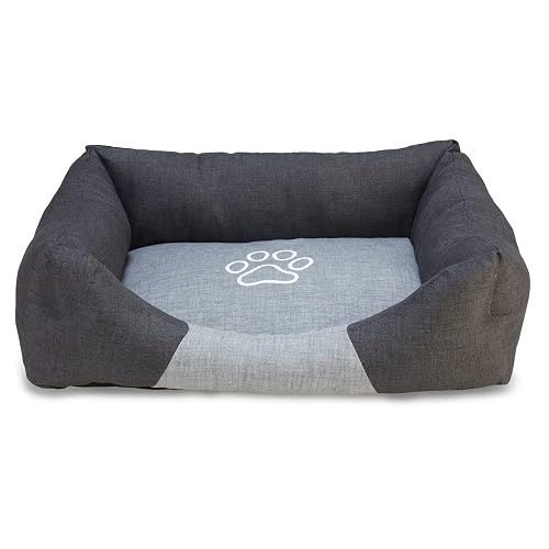 Arquivet Cama Cuadrada Negra y Gris con Huella para Perros - 50 x 45 x 17 cm - Dog Bed