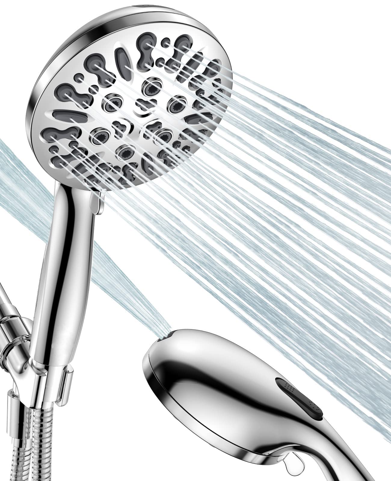 KASTWAVE Shower Head, High Pressure 8 Modes Shower Head with Handheld, Built-in Power Wash to Clean Tub, Tile & Pets, 4.7" Detachable Showerhead (Shower Head Only)
