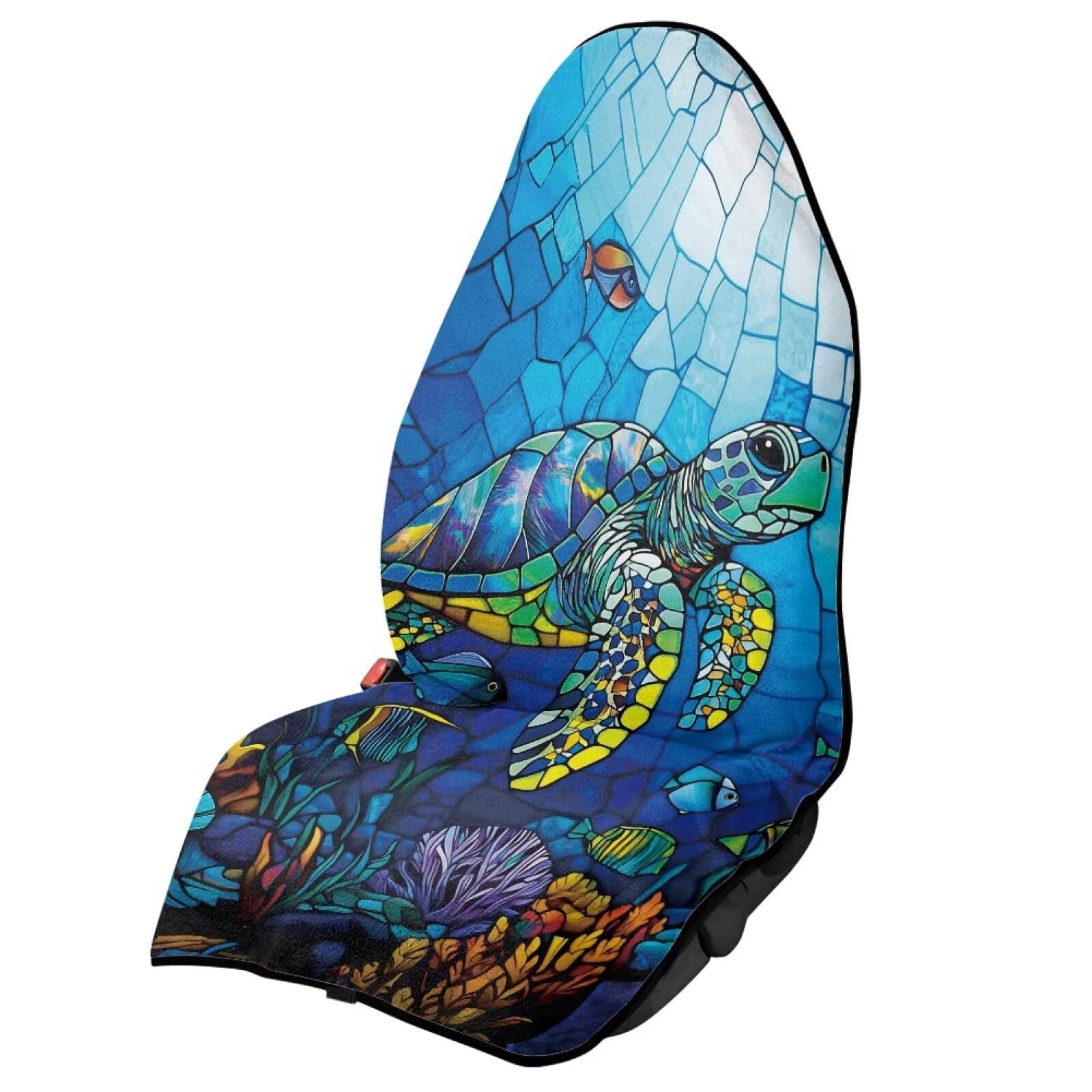 Vintage Turtle Car Seat Towel Cover Fashion Auto Interior Waterproof Soft Auto Seat Covers Anti-Slip Vehicle Seat Protector Universal Size Fit for Most Cars SUVs Trucks Vans