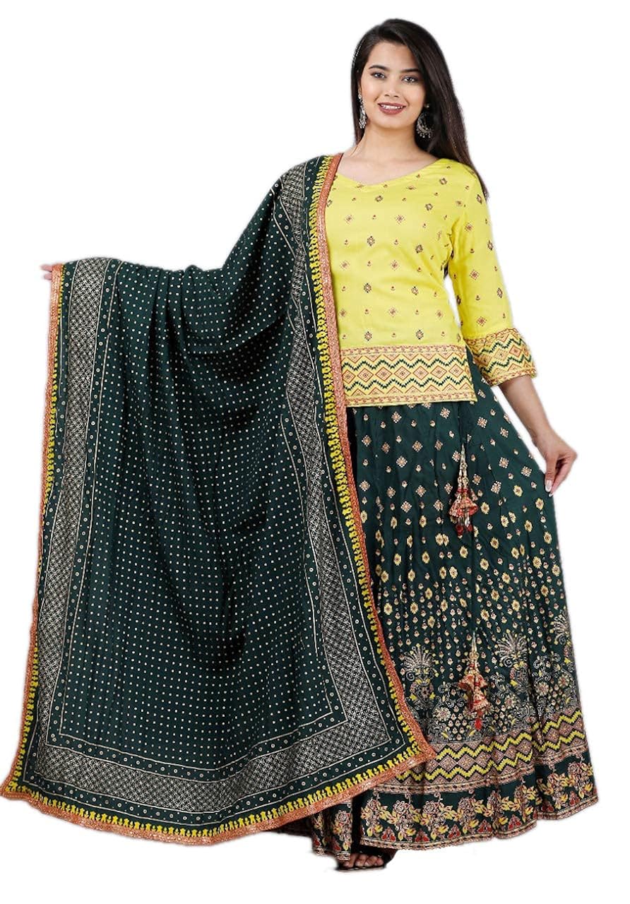 Buy REXHOOD Women's Ethnic Set of Rayon Kurta Skirt and Dupatta