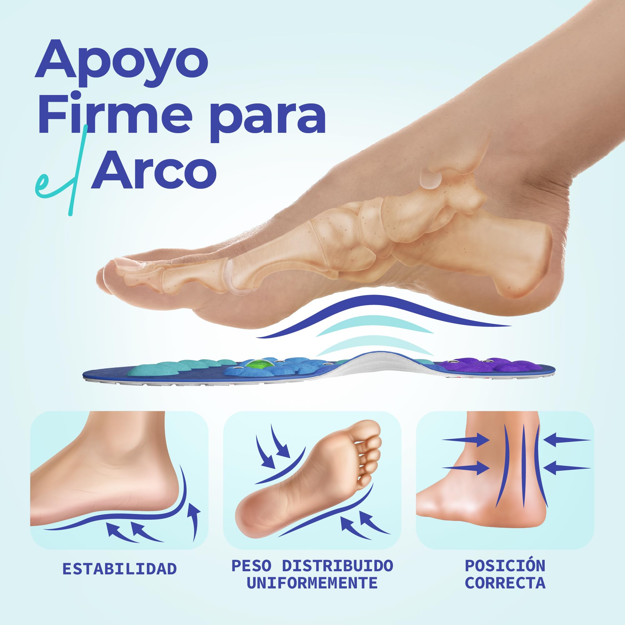Akusoli Plantillas Mujer Hombre Gel Soporte Arco Absorción Impactos EU36-41.5