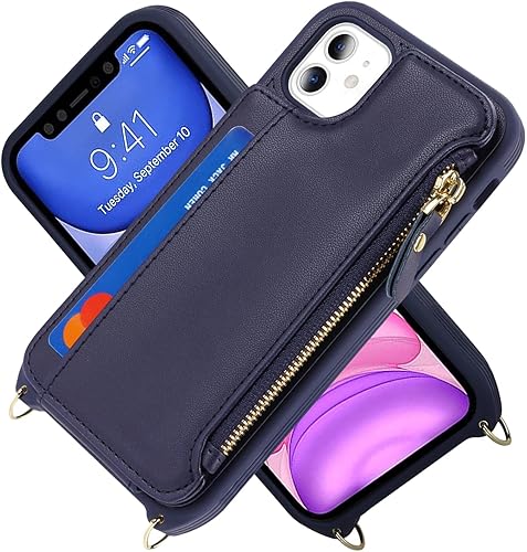 Miniatura 143 de Cavor for iPhone 11 Wallet Case with Card Slots Holder,Premium PU Leather Kickstand Feature Case [Wrist Strap] Double Magnetic Clasp Shockproof Flip