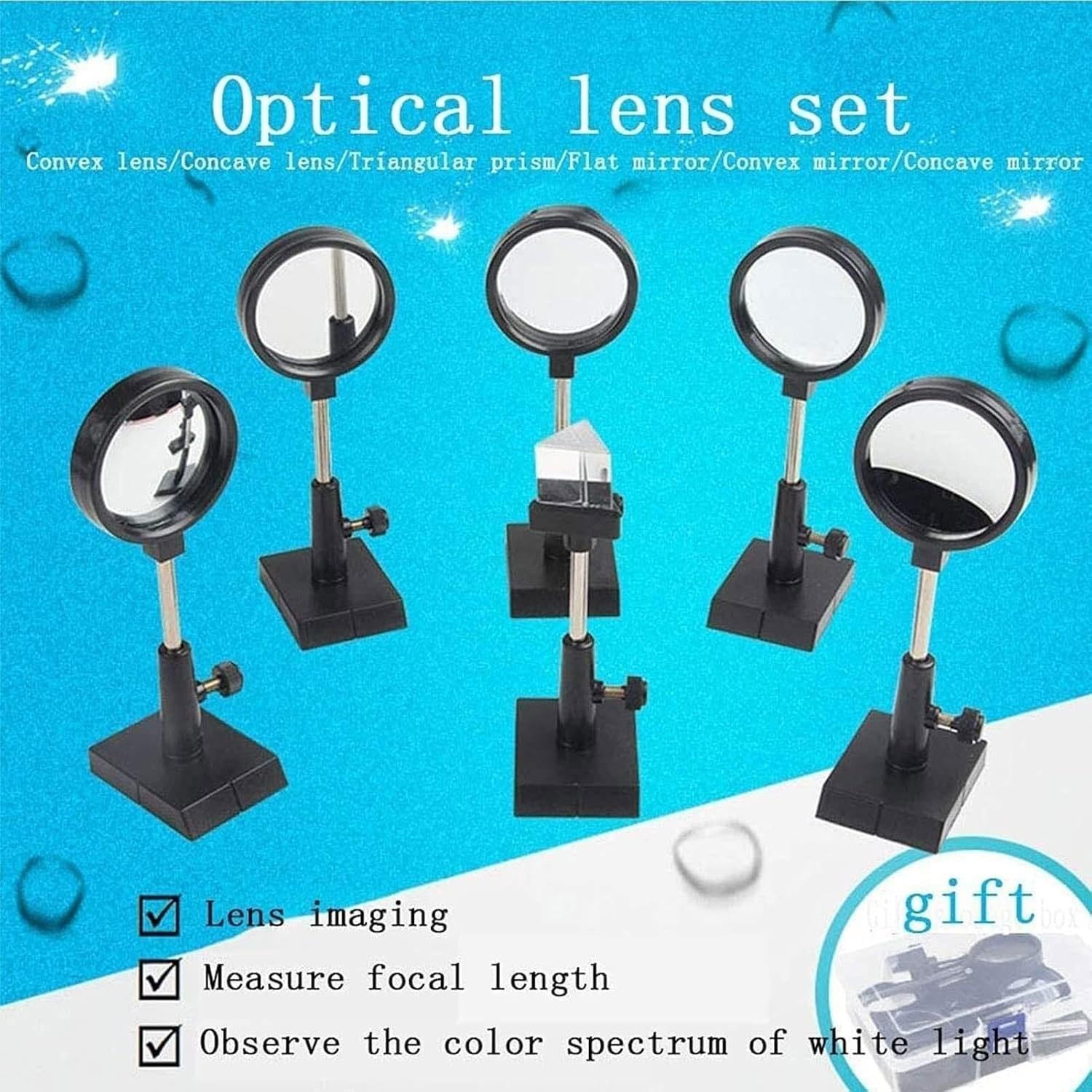 Kit for esperimenti di Ottica Fisica – Include prismi, Lenti e specchi for studi sulla riflessione/rifrazione della Luce, Set educativo STEM