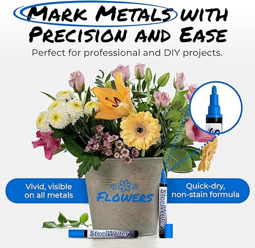 Miniatura 2 de Steelwriter - Rotulador industrial extraíble lavable para escribir y dibujar en acero y otros metales, borrado en húmedo, mejor para construcción,