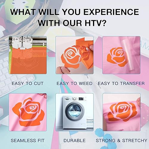 Miniatura 113 de HTVRONT - Rollo de vinilo termotransferible, 12 in x 8 ft, para diseños en camisetas, fácil de cortar y despegar, para planchar y máquinas Cricut