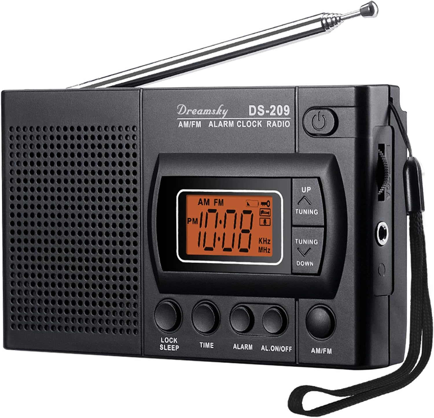 DreamSky Portable AM/FM Radio Alarm Clock, Clear Loudspeaker, Earphone