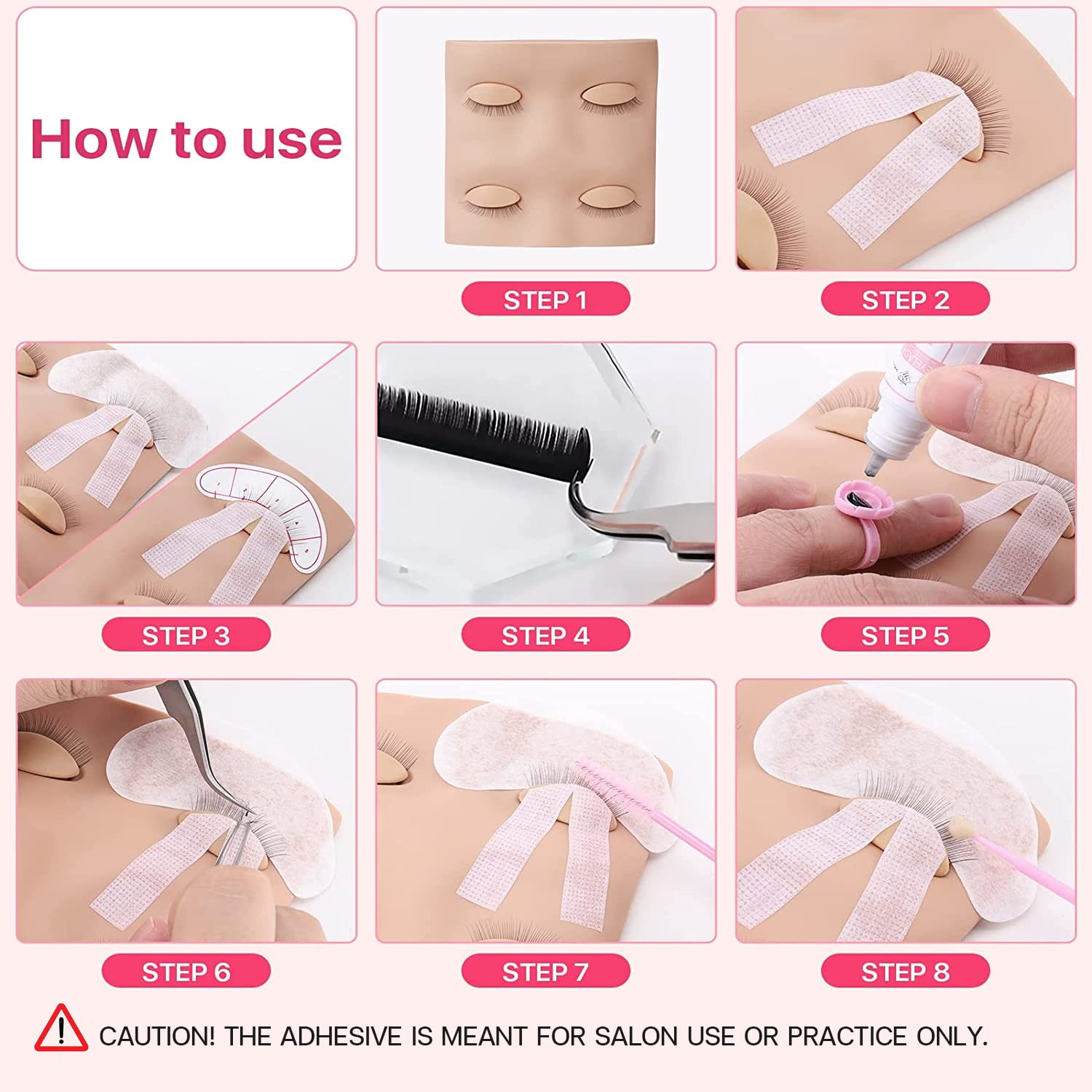 Pretty memory Lash Extension Supplies Eyelash Extension Kit, Lash Mannequin Head with Removable Eyelids Silicone Practice Set for Makeup and Eyelash Graft