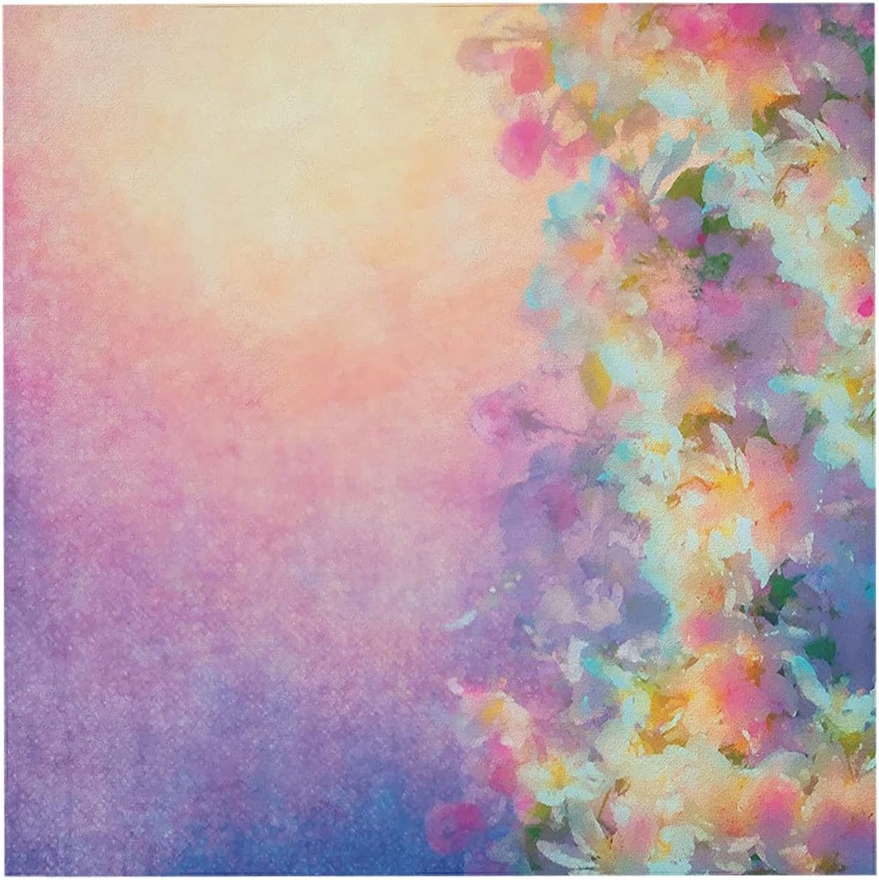 Spring Square Tablecloth 52x52 Inch, Washable Fabric Table Cloth for Kitchen Dining Camping, Watercolor Cherry Blossom Oil Proof Tablecloths, Purple