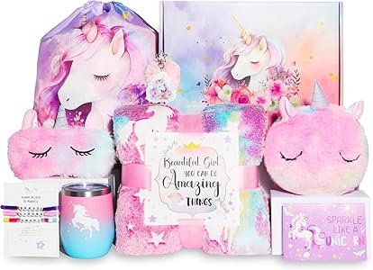 Unicorn Toys for Girls, Unicorn Gift Box Set for Girls Age 4-10, Kids' Birthday Children's Day Gift Ideas with Glow in T