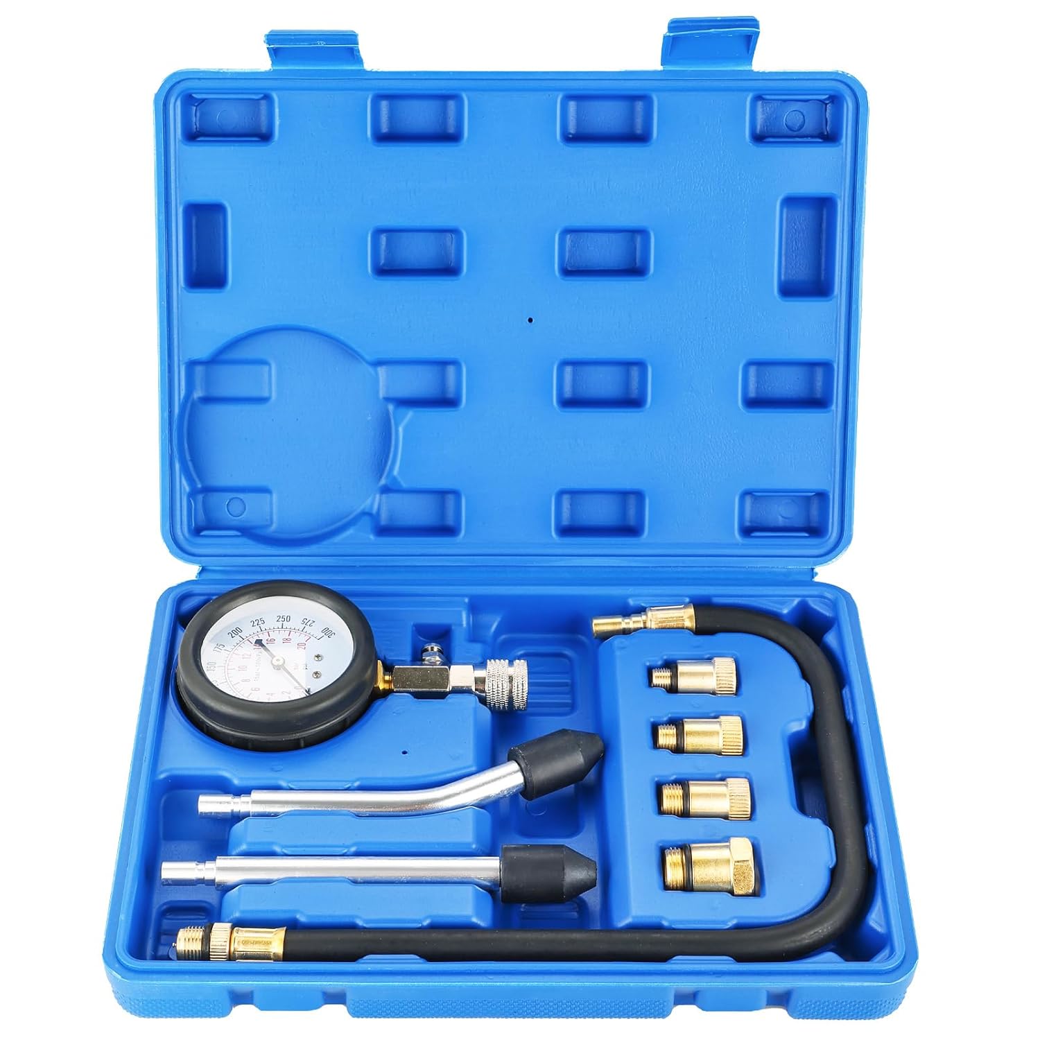 Compression Tester Automotive Tool Petrol, Gas Engine Compression Gauge Compression Tester Kit, Professional Engine Cylinder Compression Tester Kit (Blue)
