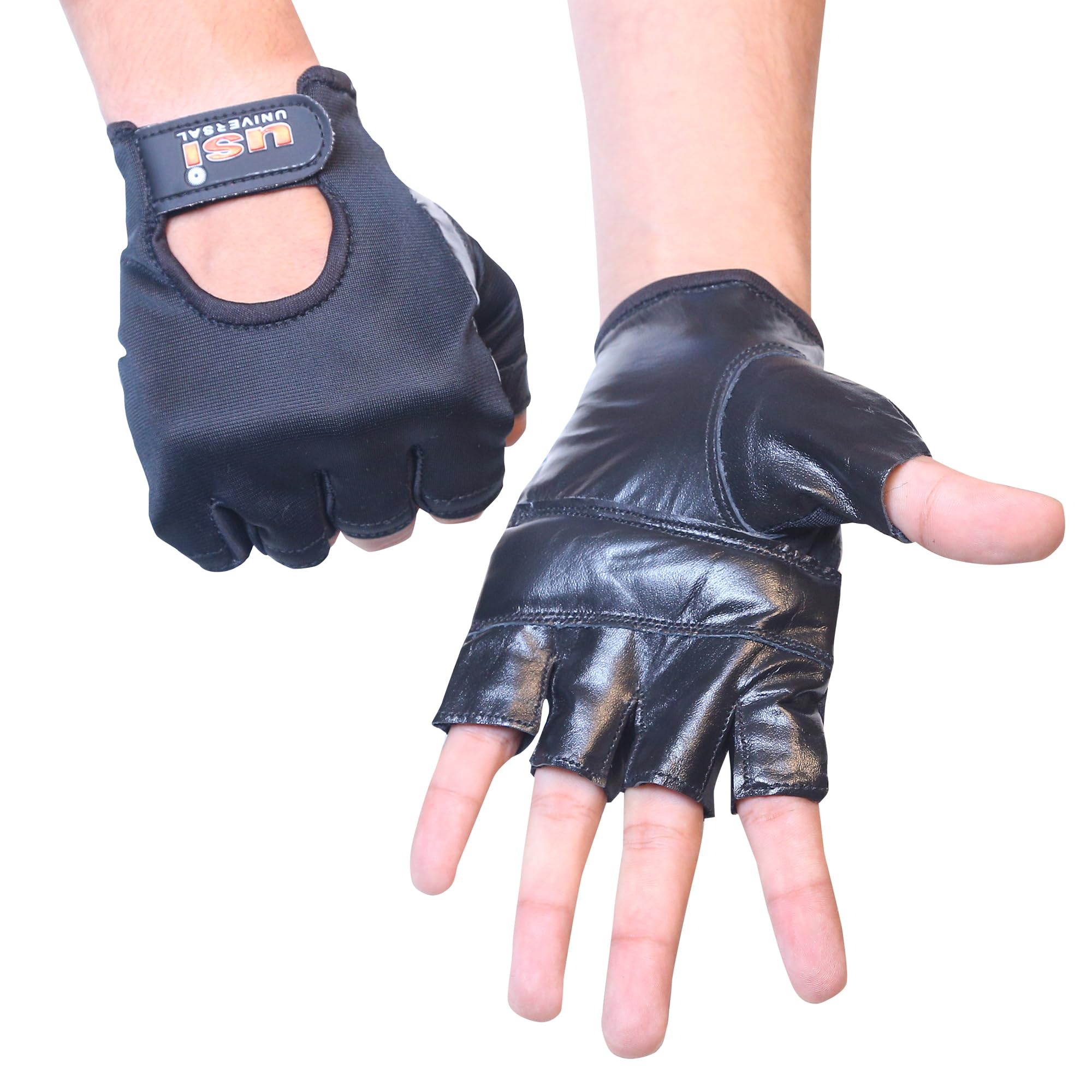 USI UNIVERSAL Gym Gloves, 734 Comferto Fitness Gym Gloves For Men & Women, Workout Powerlifting Gloves, Leather/fabric Construction, Double Reinforced Palm, Weight Lifting Gloves (Size: X-Large)-image-36
