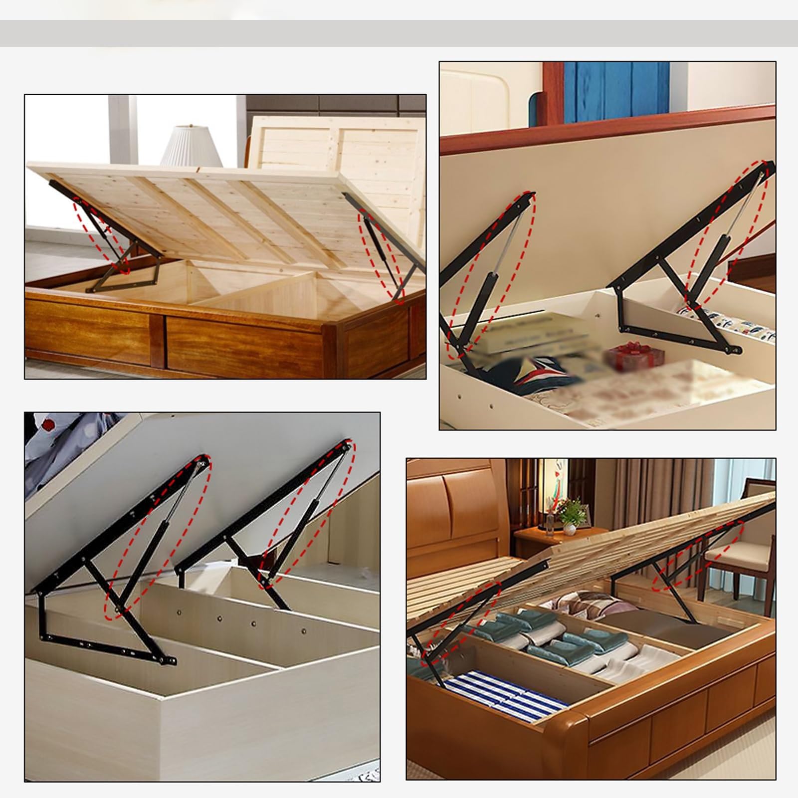 Resistente meccanismo di sollevamento del letto, set di cerniere per telaio del letto, facile accesso sotto il letto per progetti fai da te