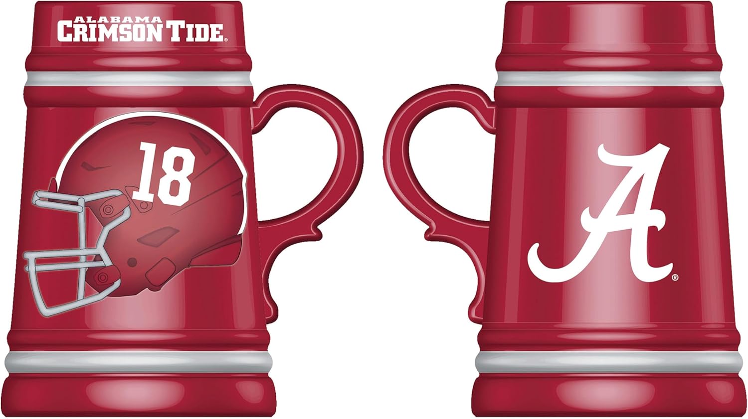 NCAA University of Alabama Ceramic Stein Cup with Handle, 24 oz. Beer Stein Mug, Drinking Cups For Bar, Alcohol, Beverages, Coffee, Teas, Gift for College Sports Fans