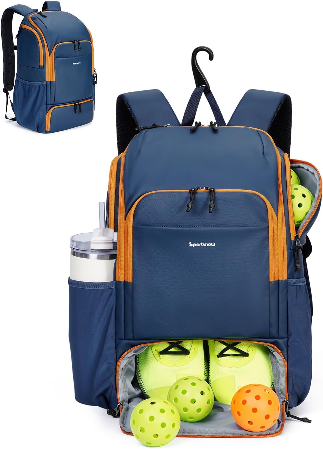 sportsnew Pickleball Bag Large Sports Pickleball Backpack with Shoe Compartment for Men Women, Patent Pending