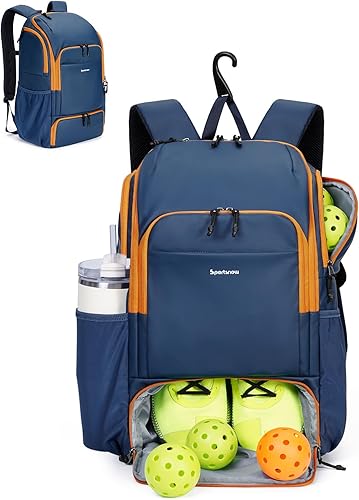 sportsnew Waterproof Pickleball Bag Men Women with Shoe Compartment Fence Hook