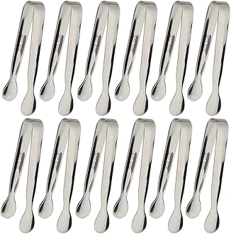 12PCS Ice Tongs Mini Sugar Tongs 4.25Inch Stainless Steel Small Serving Tong, Small Kitchen Tong for Appetizers,Tea Party, Coffee Bar, Desserts (Silver-12pcs)