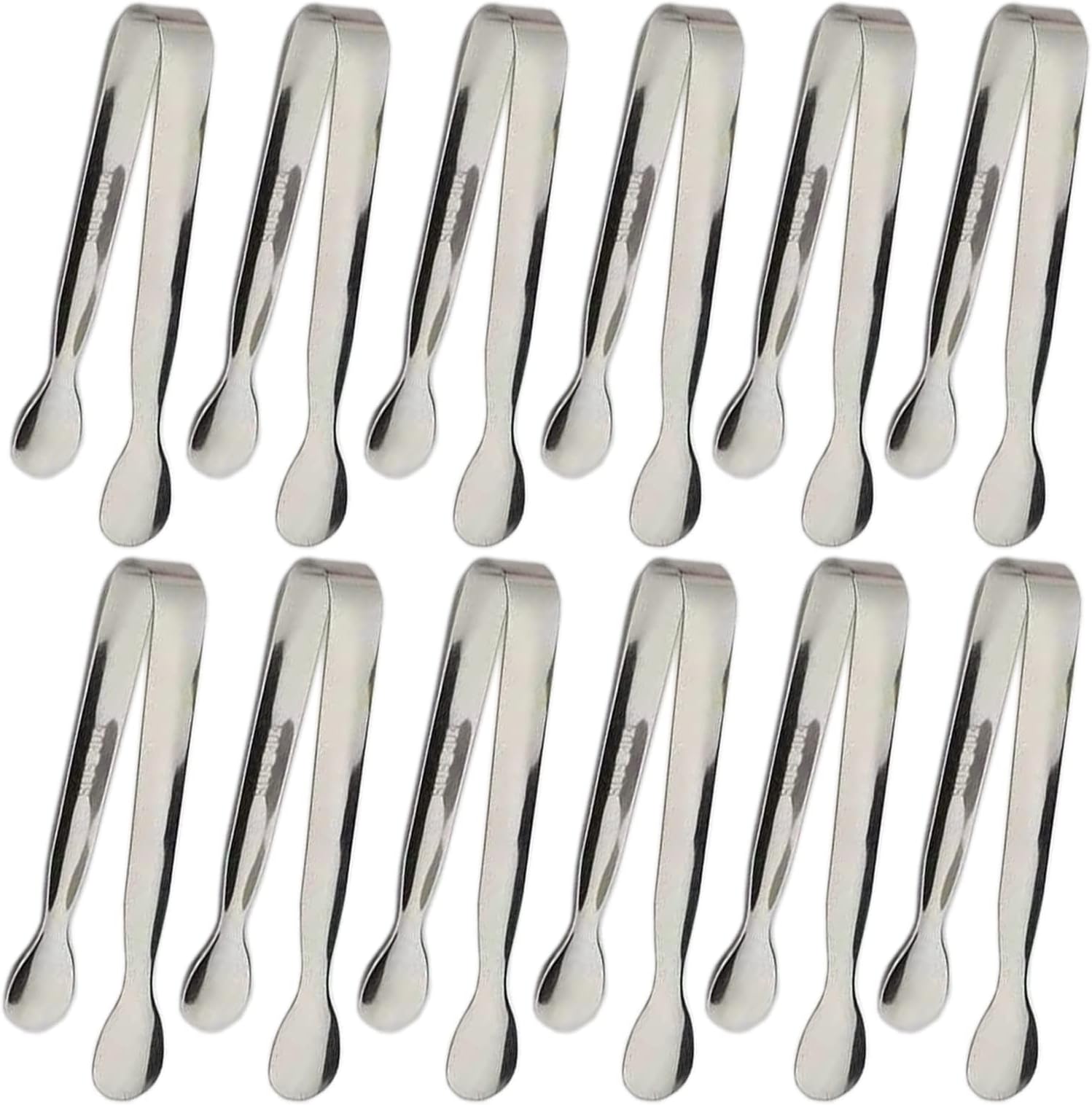 12PCS Ice Tongs Mini Sugar Tongs 4.25Inch Stainless Steel Small Serving Tong, Small Kitchen Tong for Appetizers,Tea Party, Coffee Bar, Desserts (Silver-12pcs)