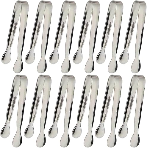 Miniatura 14 de Sunenlyst - 6 pinzas de hielo para azúcar, de acero inoxidable de 4.25 pulgadas, pequeñas pinzas de cocina para aperitivos, fiestas de té