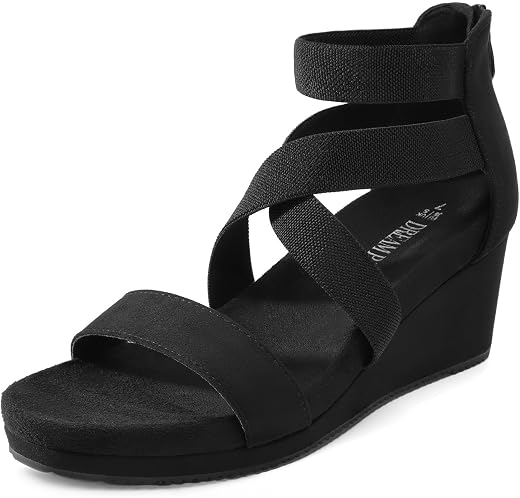 DREAM PAIRS Women's Black Platform Wedge Sandals Size 7.5 M US Nini-3