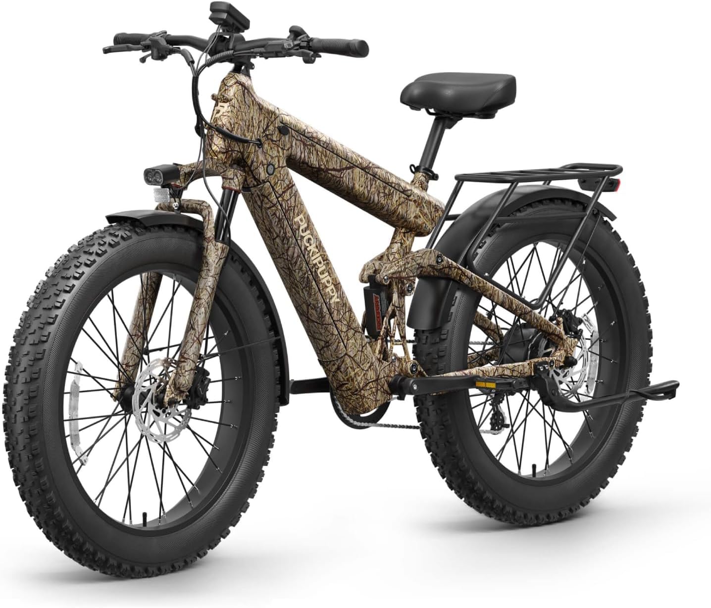 PUCKIPUPPY 1350W Electric Bike for Adults, 130 Miles Long Range Ebike | Dual Hydraulic Disc Brakes | 26″x4″ Fat Tires | Full Suspension | 28MPH 48V 30AH Long-Distance Travel (Bulldog Pro)