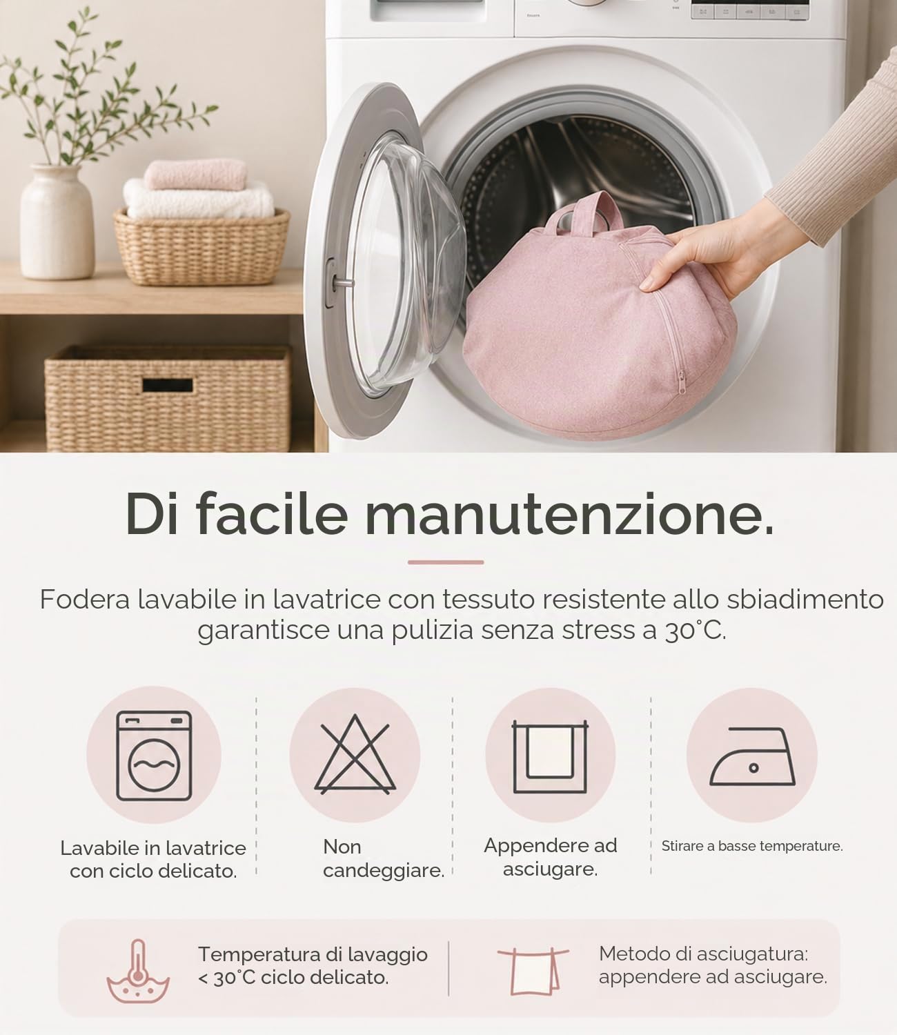 Highdi Poltrona Sacco Adulti 100 x 120 cm - Senza Imbottitura, Cotone e Lino Pouf Sacco Gigante, Rosa Bean Bag Chair per Soggiorno/Camera/Gaming