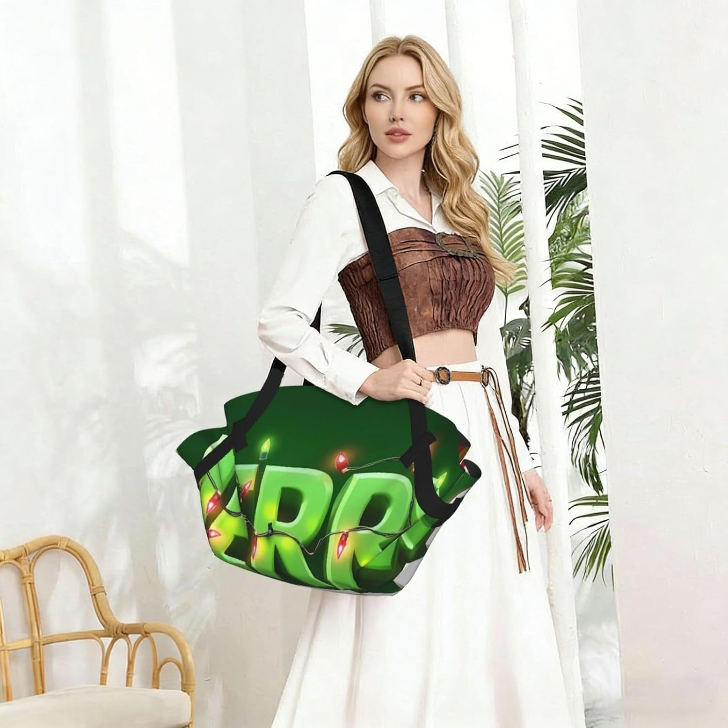 Merry Christmas Pattern Foldable Camping Tote Bag Picnic Blanket Bag Portable Beach Mat Tote Waterproof Outdoor Picnic Mat Carry Bag