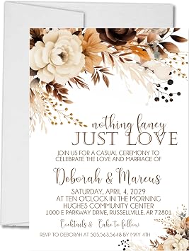 Neutral Floral Wedding Invitations Personalized Earth Tone Wedding Invitation Brown, Beige & Cream Floral Design Set of 12 Optional RSVP Cards & Stickers