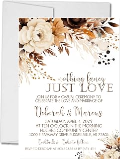 Rustic brown floral wedding invitations