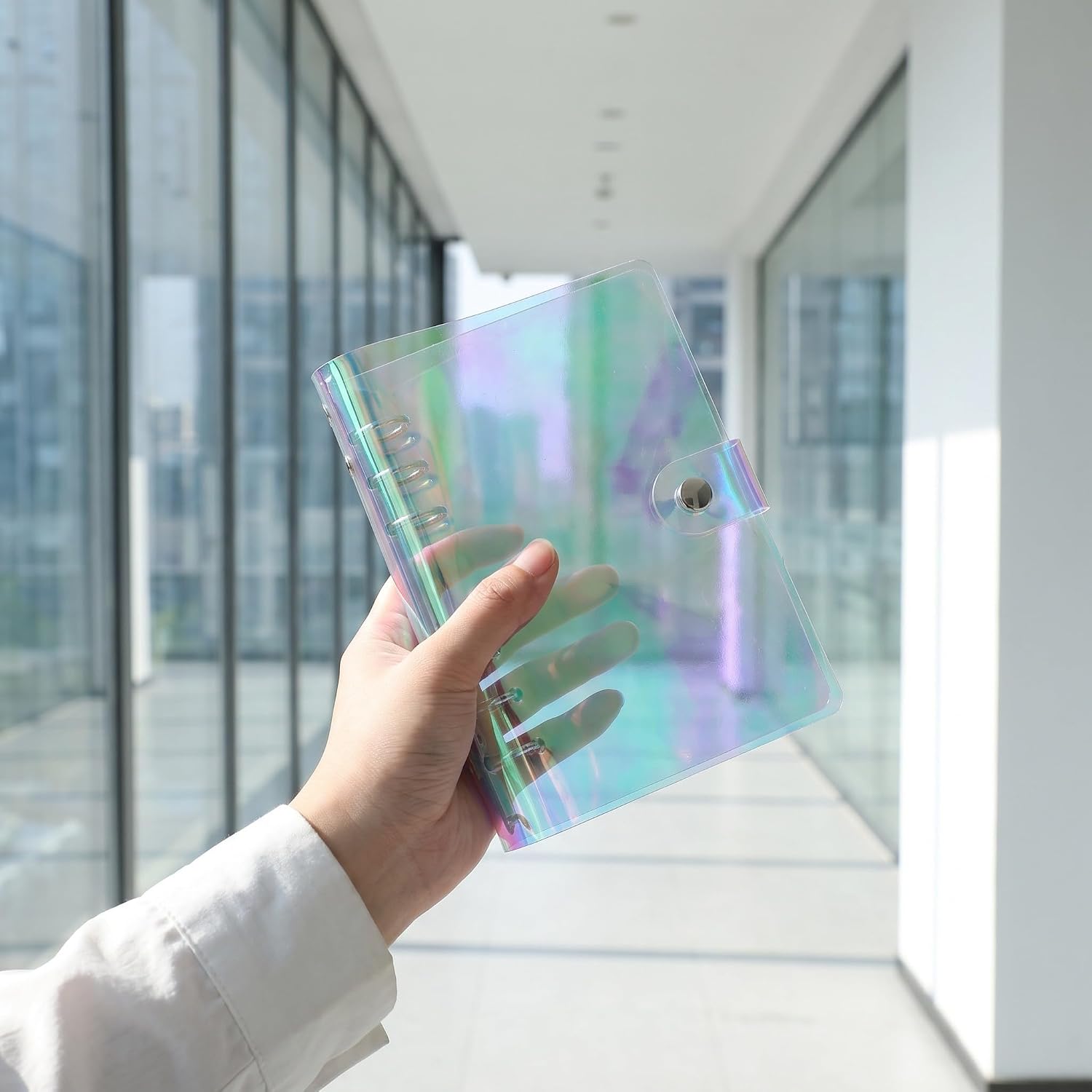 Loose Leaf Binder Cover with PVC Shell A6 6 Ring Holographic 2pcs image 5