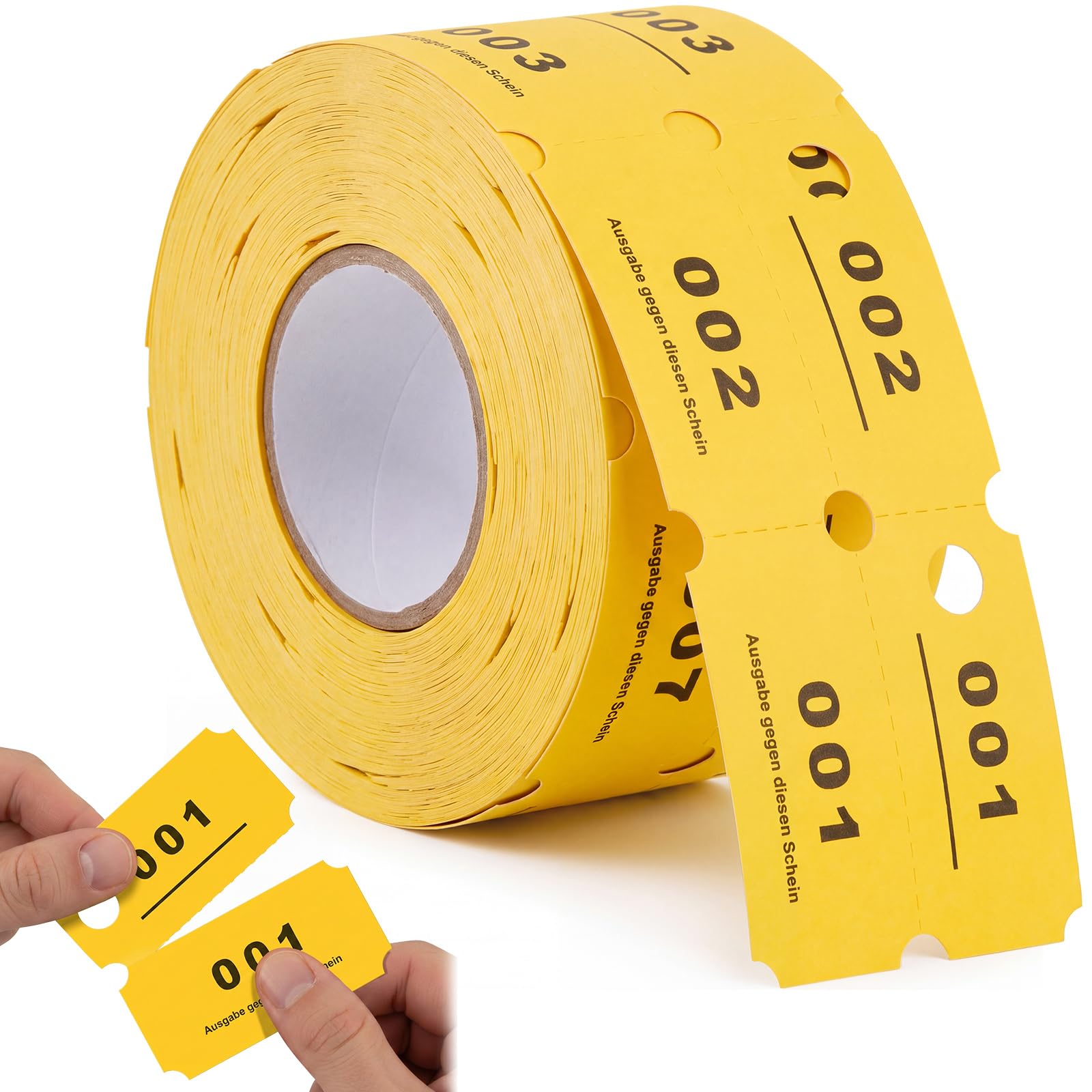 Nezyo Rotolo di Gettoni 1-500 Biglietto Guardaroba Scontrini Numerati Buoni Bevande e Pasti Servizio Lavanderia per Eventi Negozi Fiere Bar Matrimoni Feste(Giallo)