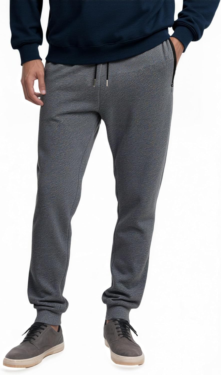 Men's Fleece-Lined Fashionable Thermal Pants with Dual Zippered Pockets