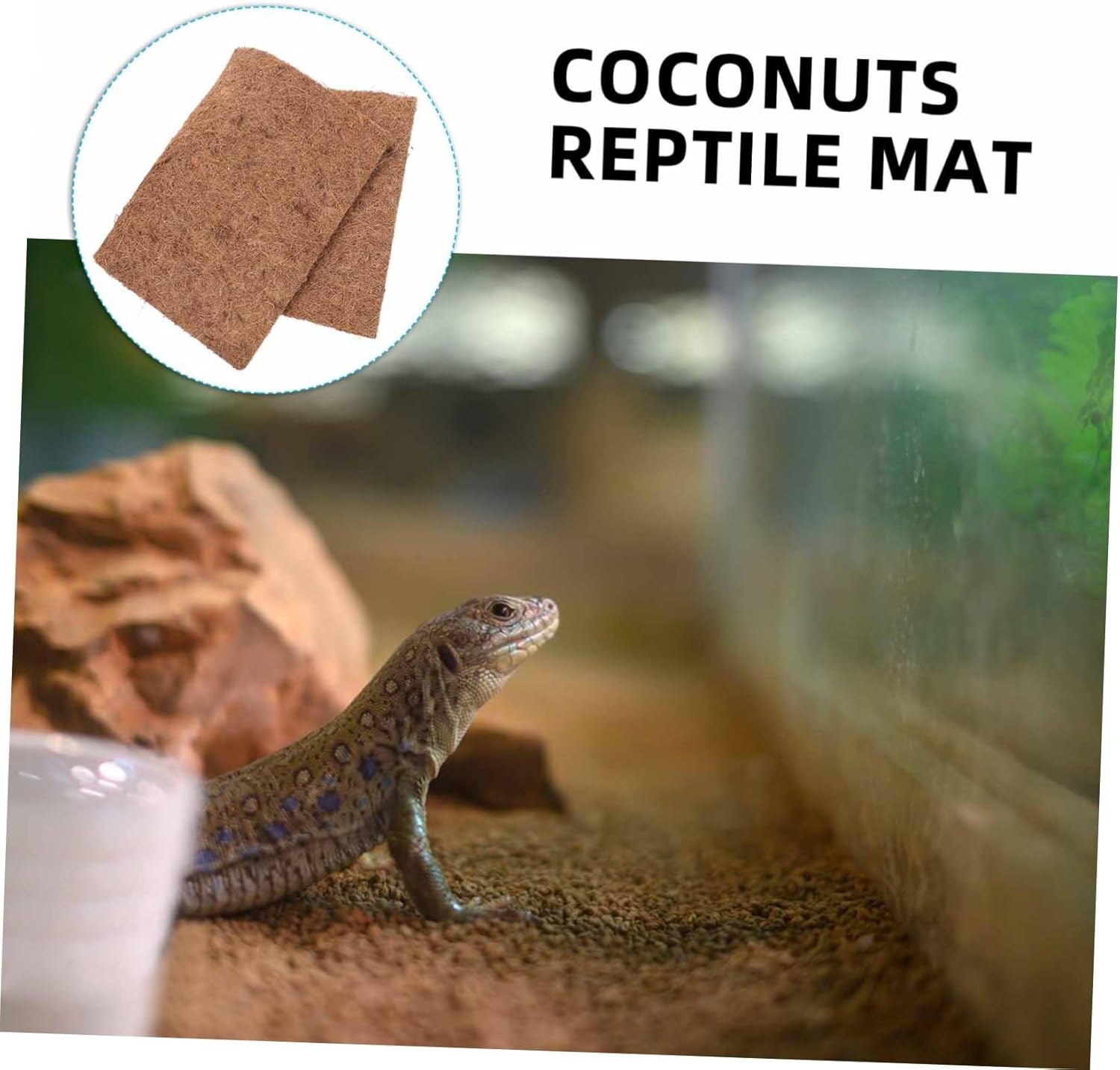 Kisangel 4pcs Reptile Carpet Natural Coir Mat for Bearded Dragon and Other Reptiles Antislip Substrate Liner for Terrarium Non Slip Safety Bedding for Lizards Snakes and Tortoises