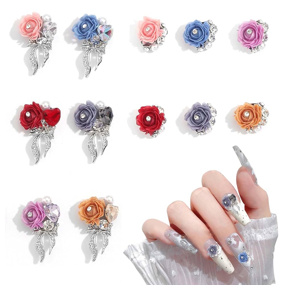 Amazon | PAVIKE 薔薇 ネイルパーツ 花 立体 セット 薔薇 可愛い
