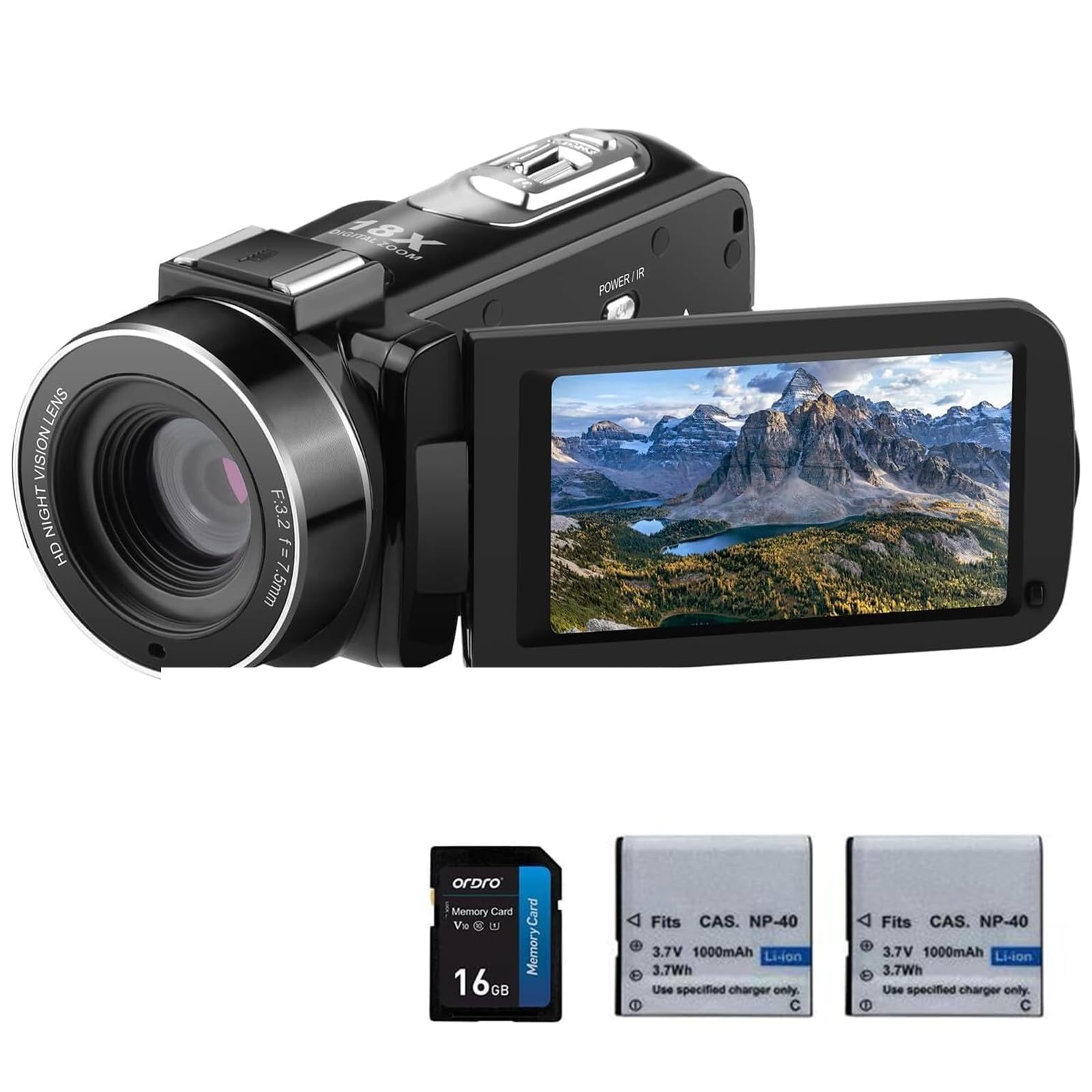 ORDRO Video Camera Camcorder Full HD 1080P 30FPS 30MP, IR Night Vision Vlogging Camera Recorder for YouTube 3.0 Inch IPS Screen 18X Zoom Camcorders with 16G SD Card, 2 Batteries Remote Control-image-27