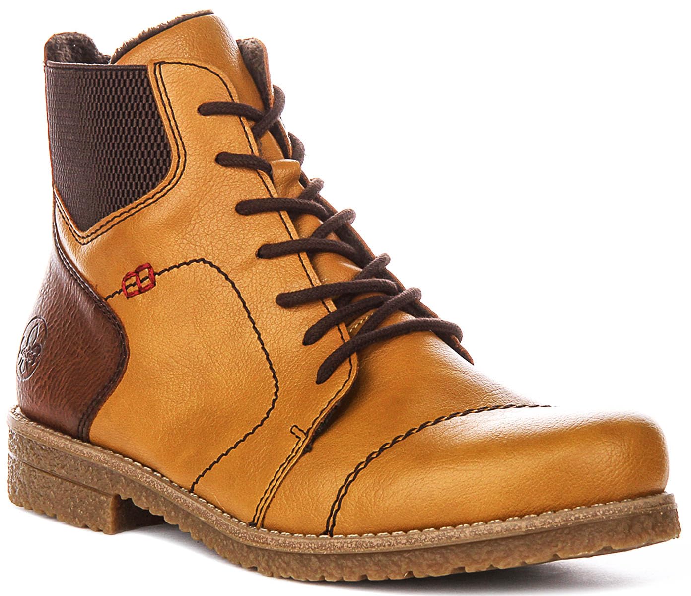 Rieker 73522-45 Women's Synthetic Lace-Up Boots in Grey, Yellow 68, 6.5 UK