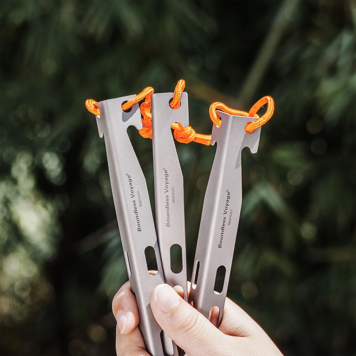 Boundless Voyage Titanium Tent Stakes 20cm/7.8 in. V-Shape Tent Pegs Nails (8-Pack) Outdoor Camping Ultralight Awning Canopy Accessories