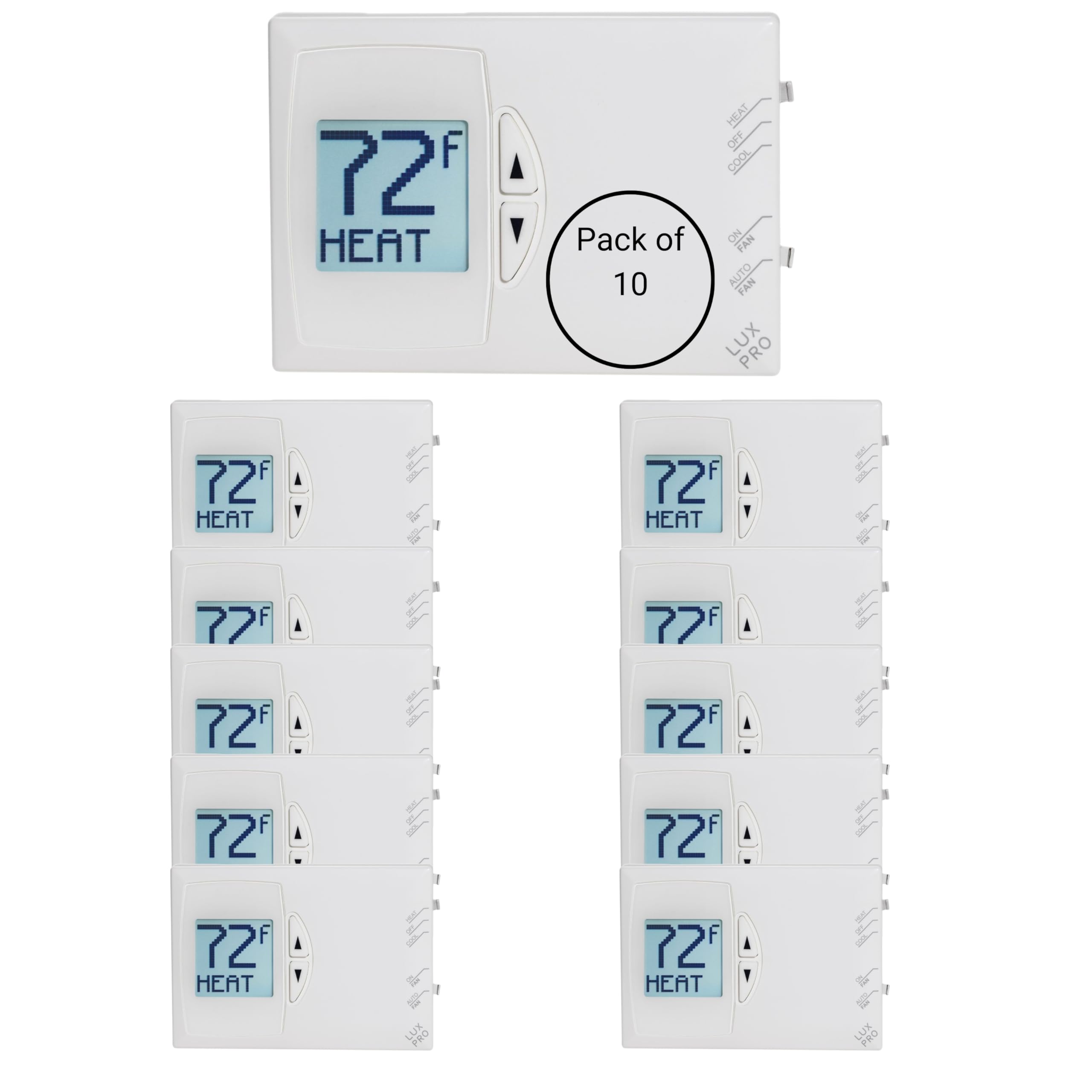 Lux Pro PSD111B - Termostato no programable para uso doméstico; 1 calor, 1 frío, paquete de 10 unidades