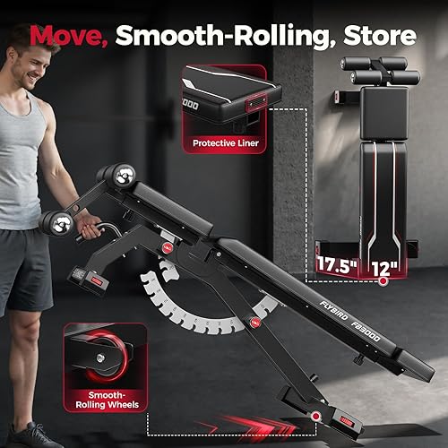 Miniatura 9 de FLYBIRD Strength Training Bench for Home Gym, Adjustable Weight Bench can be Folded for StorageVertical Storage, Space-Saving Workout Bench