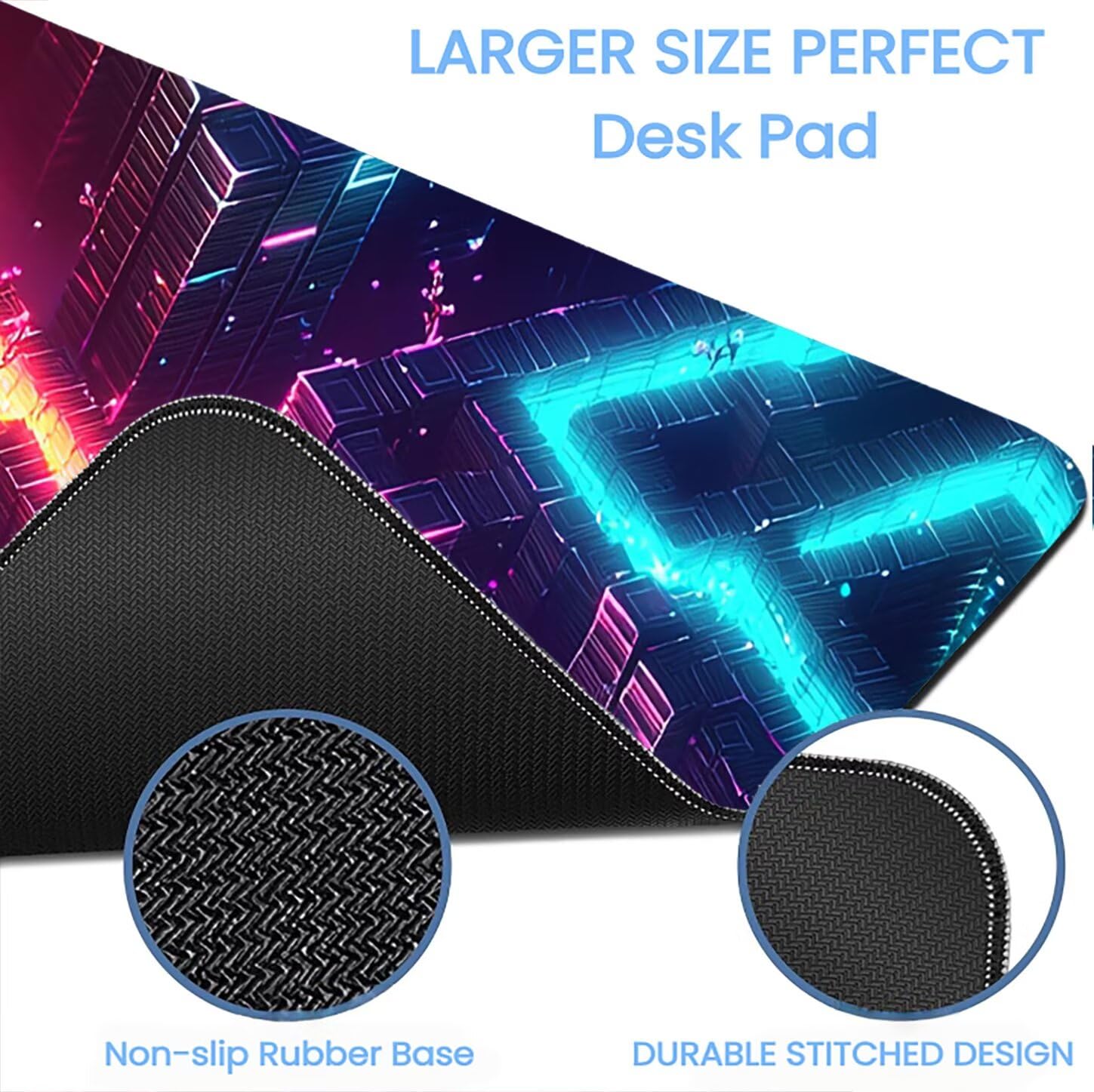 Lpfieonn Orange Farbe Großes Schreibtischunterlage, XXL Schreibtischunterlagen, Blau XXL Wasserdicht Gaming Mousepad mit Vernähter Rand und Rutschfeste Gummibasis, für Hause/Büro 120x60cm PF-2429