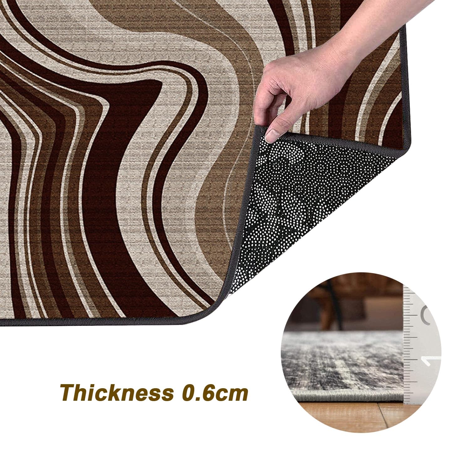 Tappeto runner antiscivolo, per corridoio, marrone, grigio, 90 x 250 cm, patchwork, lavabile, decorazione per la casa, per cucina, corridoio, soggiorno, zerbino, con retro in gomma, larghezza 40-120