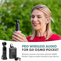 Vista 2 de Movo Edge-OP - Micrófono de solapa inalámbrico para Osmo Pocket 1 y 2, micrófono inalámbrico de solapa, transmisor y receptor para video, vlogging