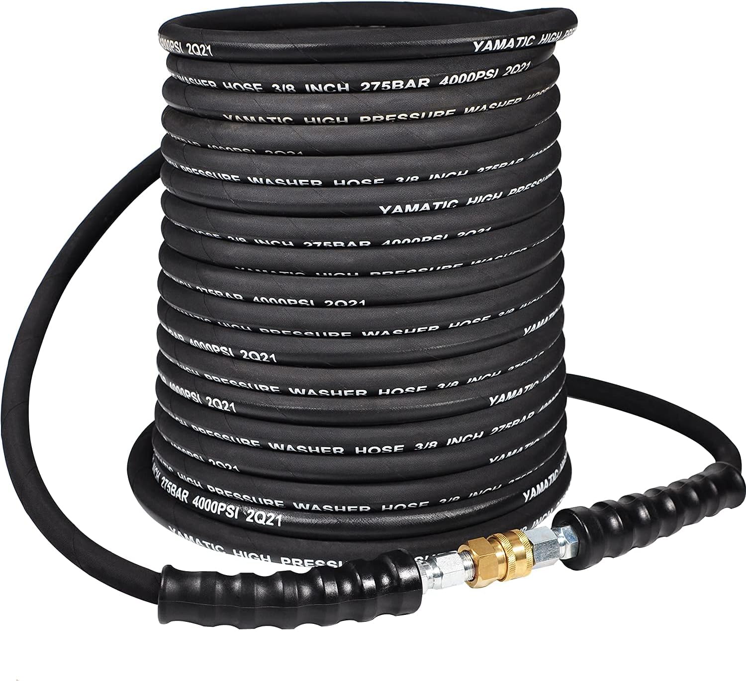 YAMATIC Pressure Washer Hose 3/8" X 50 FT,Cold & Hot Water Max 250°F,4000 PSI Kink Resistance Power Washer Hose,Real 3/8 Inch Hose and 3/8" Swivel Quick Connector : Patio, Lawn & Garden