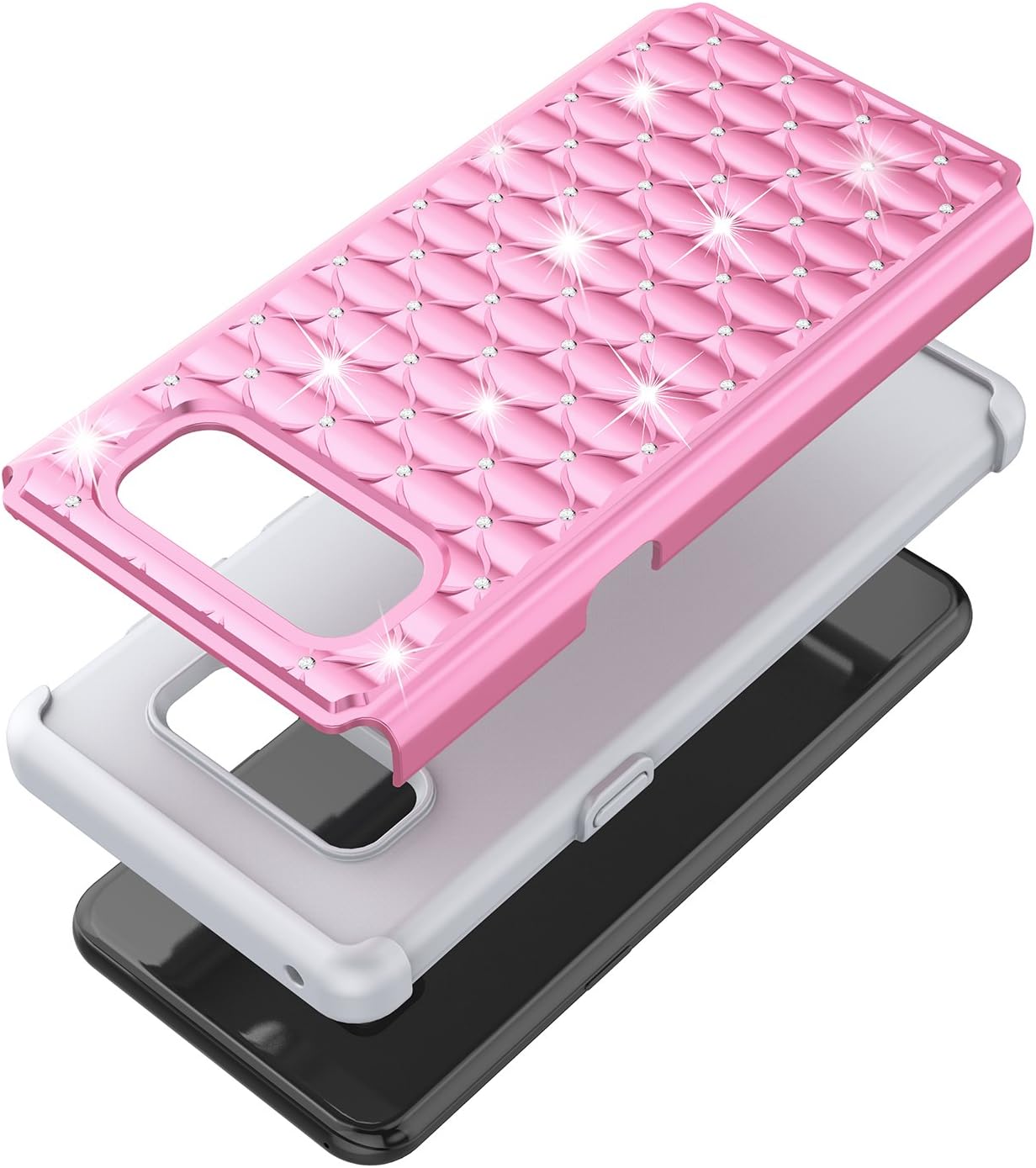 Galaxy Note 8 Case, TILL Studded Rhinestone Crystal Bling Diamond Sparkly Luxury Shock Absorbing Hybrid Defender Rugged Slim Glitter Cute Samsung Galaxy Note 8 Case Cover for Girls Women [Pink]