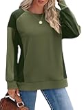Sweatshirts for Women Crewneck Color Block Long Sleeve Tops Loose Fit Fashion 2024
