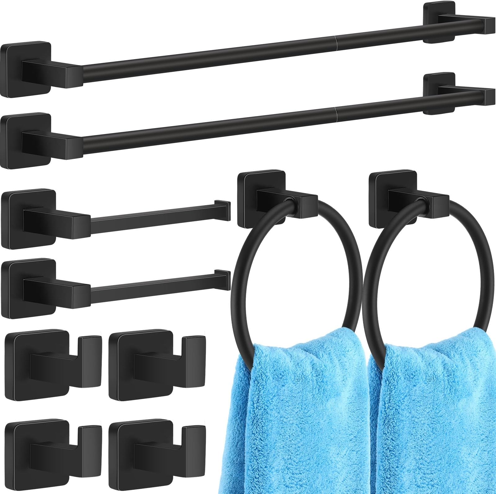 Amazon.com: Gisafai 10 Pcs Bathroom Hardware Set, Towel Bar Set Wall Mounted, Includes 24In ...