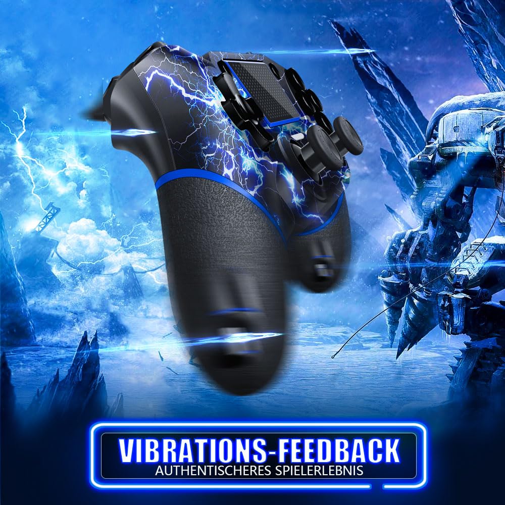 AceGamer Controlador Inalámbrico Para Ps4, Controlador De Juego Compatible Con Ps4/Pro/Slim/Pc, Con Turbobotón/Botón Trasero/Doble Vibración/Sensor De Giroscopio De 6 Ejes/Panel Táctil (Thunder)