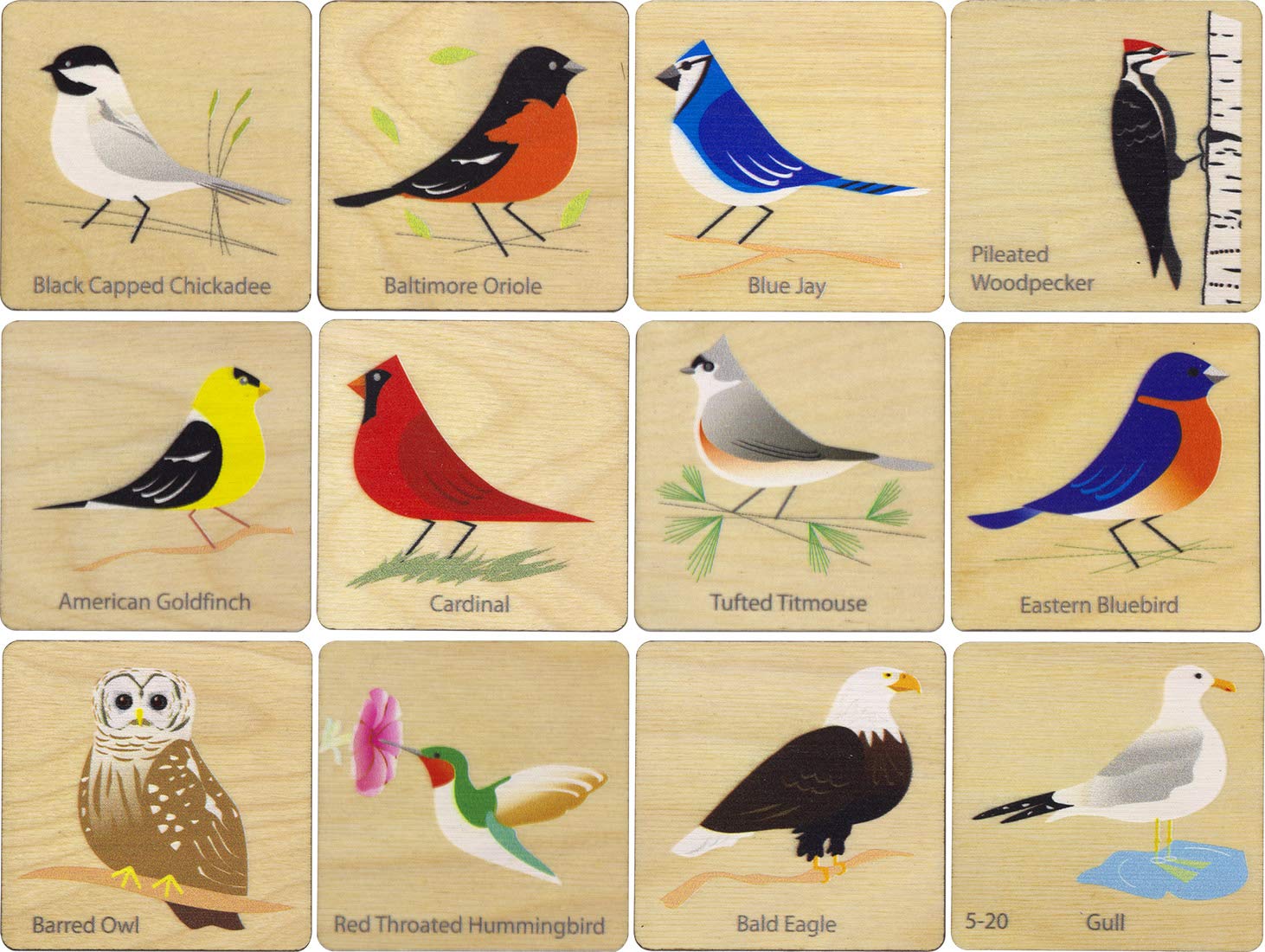 Bird Memory Tiles - Made in USA